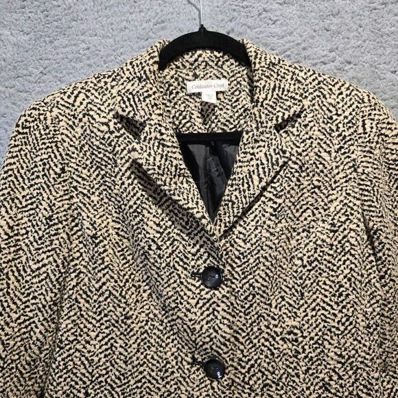 Coldwater Creek Work Blazer Jacket‎ 10 Beige Black Office Siren Corpcore Preppy - Picture 2 of 13